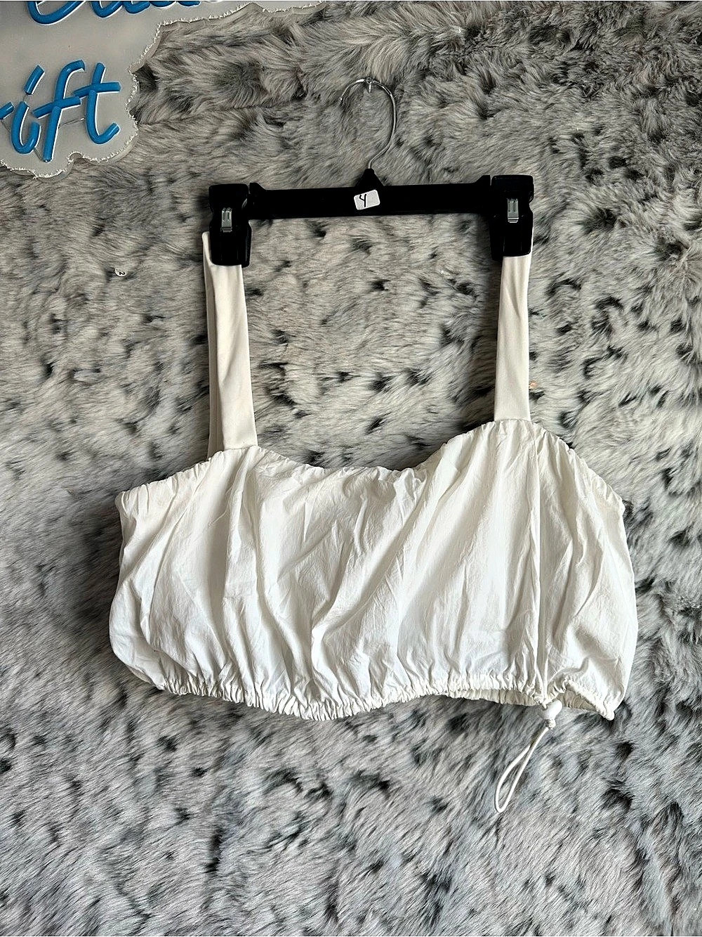 Daily Drills White Drawstring Crop Top Size Medium Like New 783